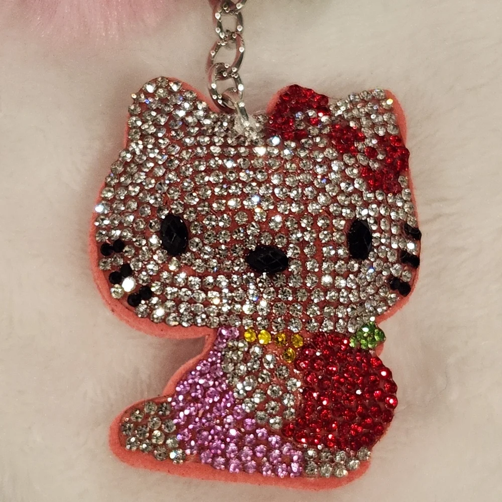 Hello Kitty Pink Keychain With Pom Pom Bag Charm - Picture 2 of 3